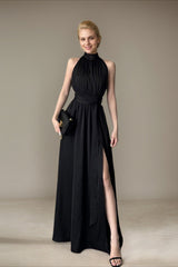 Elegant Sleeveless Evening Maxi Dress S / Black