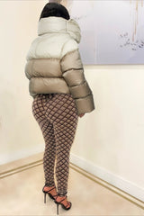 High Neck Scarf Collar Quilted Puffer Jacket