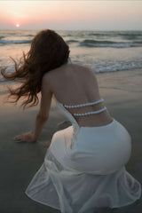 Satin V-Neck Halter Backless Maxi Party Dress