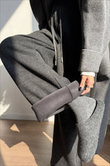 Plush Wool Draped Wide Leg Knit Pants