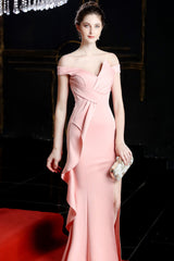 Slit Off Shoulder Mermaid Maxi Party Dress