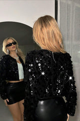 Silver Sequin Fashion Coat coats