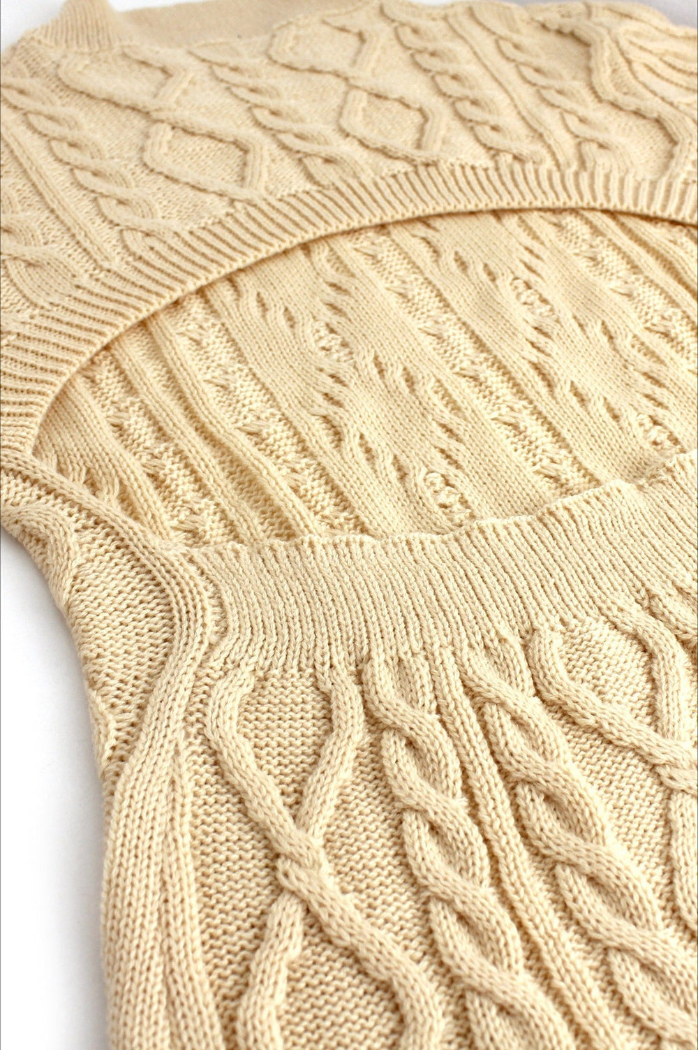 Long Sleeve Cable Knit Backless Sweater Dress