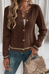 Brown Tweed Heavyweight Cardigan S / Brown