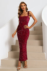 Sequin Slip Formal Dress S / Red