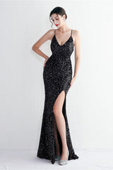 Elegant Velvet Sequin Party Dress