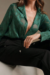 Casual Jacquard Turtleneck Blouse