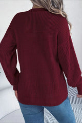 Knitted Long Sleeve Loose Single Breasted Cardigan