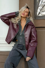 Stylish Matte PU Moto Jacket