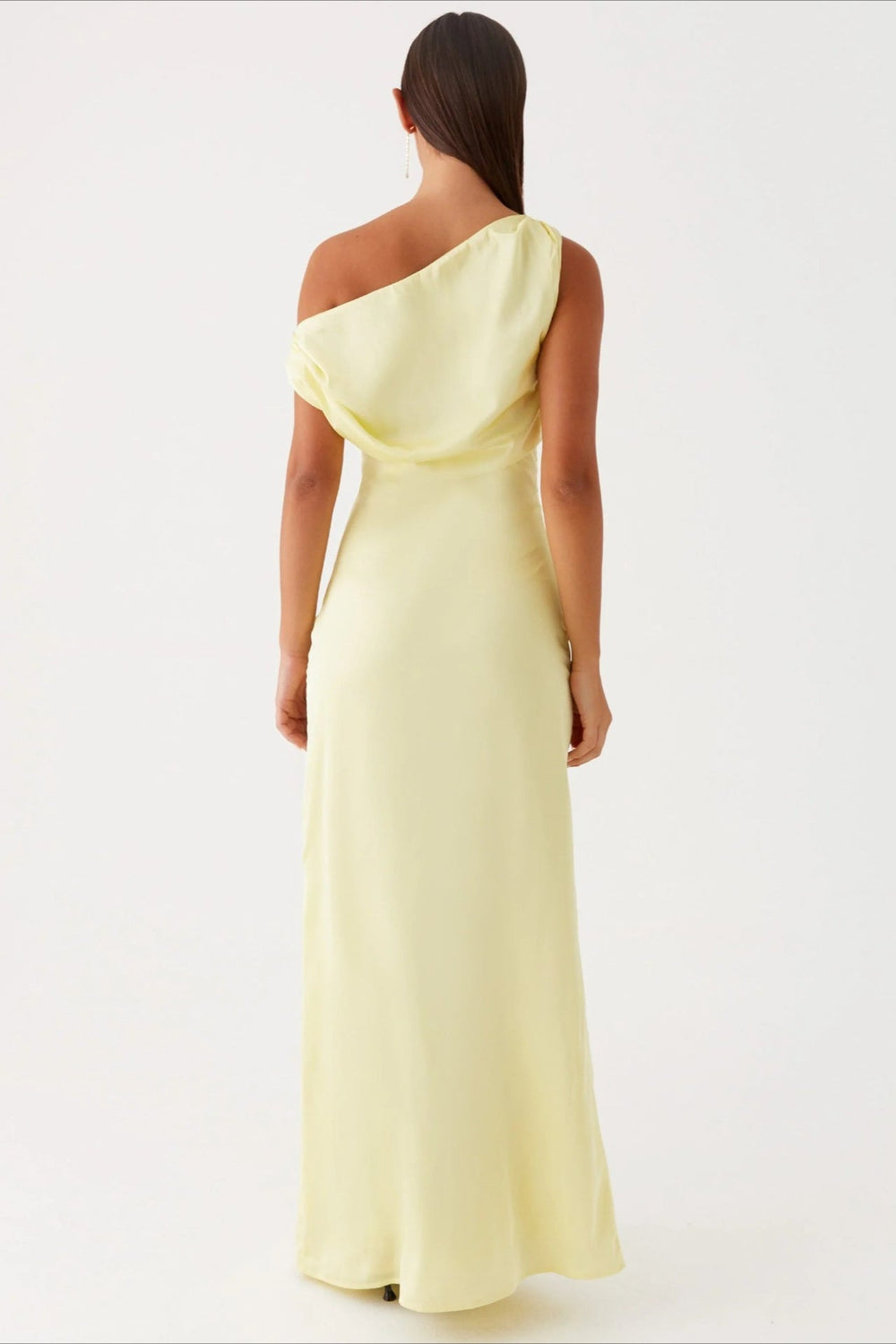 Solid Asymmetric Neckline Formal Dress