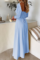 Solid Long Sleeve Party Dress