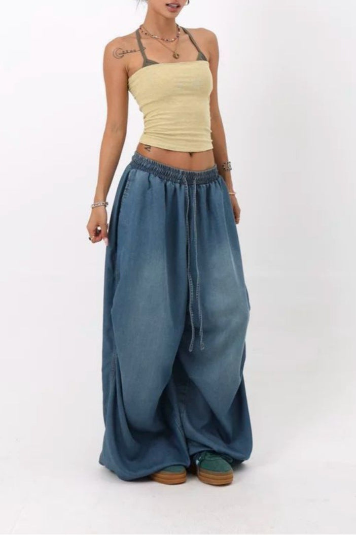 Loose Fit Wide Leg Street Jeans Dark Blue / S
