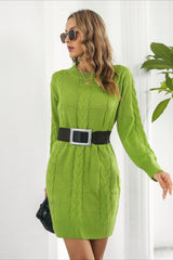 Loose Fit Cable Knit Sweater Dress