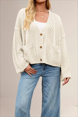 Cable Knit Oversized Cardigan S / White