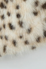 Leopard Print Faux Fur Notch Collar Overcoat