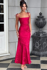Solid Sash Backless Mermaid Formal Dress