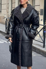 Shearling Lined Belted Overcoat