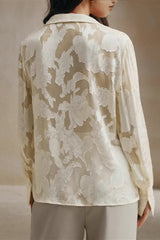 Casual Jacquard Turtleneck Blouse