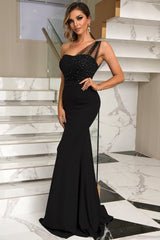 Sleeveless Solid Color Evening Maxi Dress XS / Black