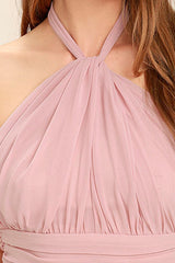Chiffon Halter Ruched Gown Formal Dress