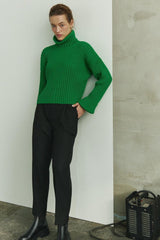 Striped Turtleneck Bell Sleeve Sweater