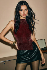 Rhinestone Sleeveless Bodycon Tank Top