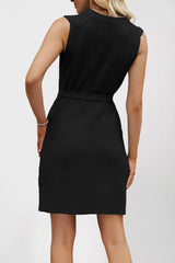 Solid Color Round Neck Knit Sweater Dress