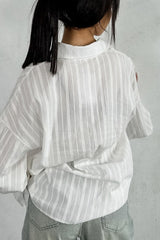 Flare Sleeve Jacquard Tie Blouse