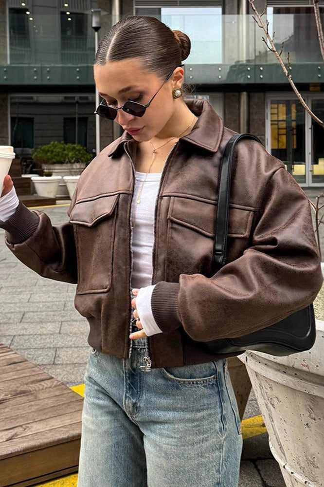 Clean Line Large Pocket Pilot Jacket XS / Brown