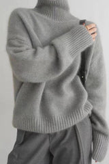 Minimalist Turtleneck Solid Color Loose Fit Knit Sweater