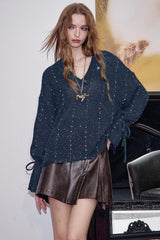 V Neck Long Sleeve Relaxed Sweater