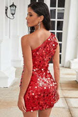 Large Sequin Bodycon Mini Party Dress S / Red