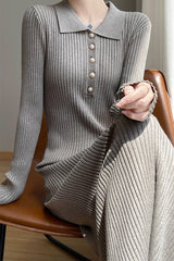 Elegant Collared Maxi Sweater Dress