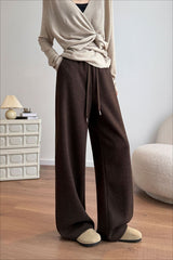 Plush Wool Draped Wide Leg Knit Pants