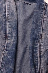 Denim Ostrich Feather Trim Belted Overcoat