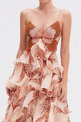 Chic V Neck Pleated Boho Dress