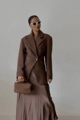 High-Waisted Button Blazer