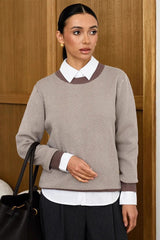 Relaxed Fit Herringbone Knit Sweater