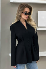 V Neck Waist Detail Blazer