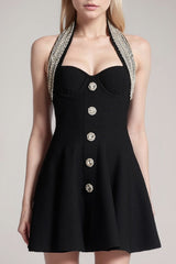 Halter Bandage A-line Cocktail Dress S / Black