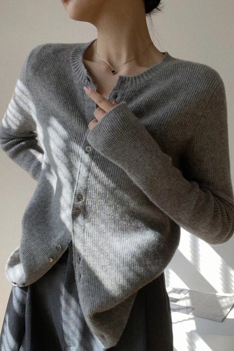 Tailored Knit Cardigan S / Grey