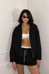 Mini Skirt with Street Style Jacket S / Black