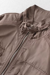 Cropped Cargo High Neck Coat coats