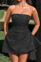 Strapless Jacquard Mini Party Dress