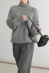 Minimalist Turtleneck Solid Color Loose Fit Knit Sweater