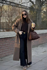 Relaxed Fit Wool Lapel Long Overcoat