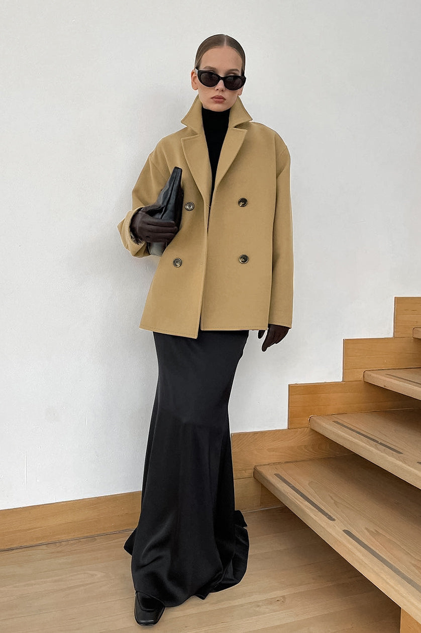 Loose Wool Lapel Coat coats