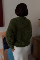 Solid Color Button-Up Faux Fur Knit Sweater