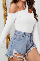 Slanted Neckline Bodycon Knit Top