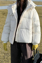 Cropped Plush Lined Oversized Puffer Jacket S / White